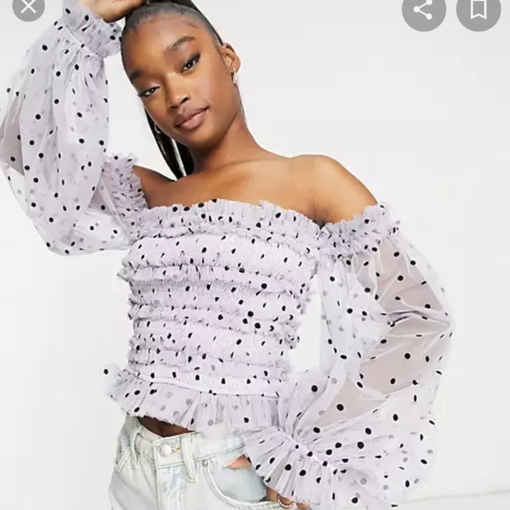 Polka Dot Off-Shoulder Crop Top